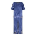 thumbnail image 7 of Blczomt Pajamas for Women Blue Cotton Floral Two-Piece Set Sleepwear Sets Christmas Sleepwear Dress, 7 of 7