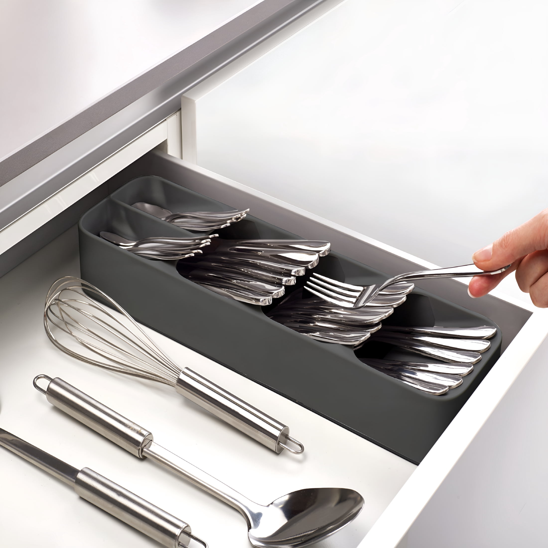 ACDANC Kitchen Drawer Organizer for Cutlery,Silverware Utensils – Multi-Section,Space-Saving Storage with Icons for Easy Identification – Maximize Drawer Storage