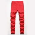 thumbnail image 2 of XFLWAM Men's Skinny Jeans Fashion Casual Slim Fit Stretch Cotton Denim Pencil Pants Red M, 2 of 8