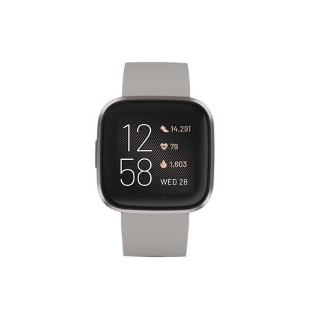 Restored Fitbit Versa 2 Health & Fitness Smartwatch Stone / Mist Gray Aluminum (Refurbished)