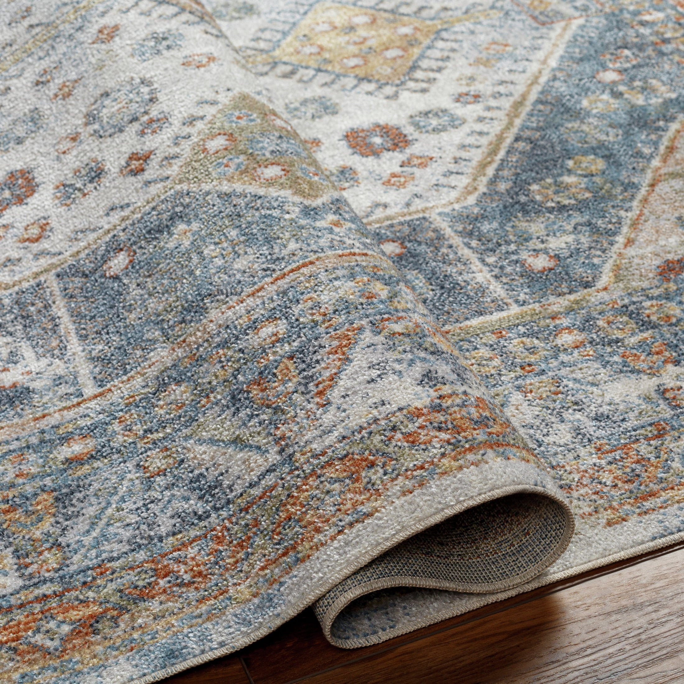 Livabliss Washable Rugs for Living Room, 7x9 Lillian Traditional Oatmeal Area Rug, Bedroom Dining Room Home Decor Stain Resistant Carpet (6'7" x 9')
