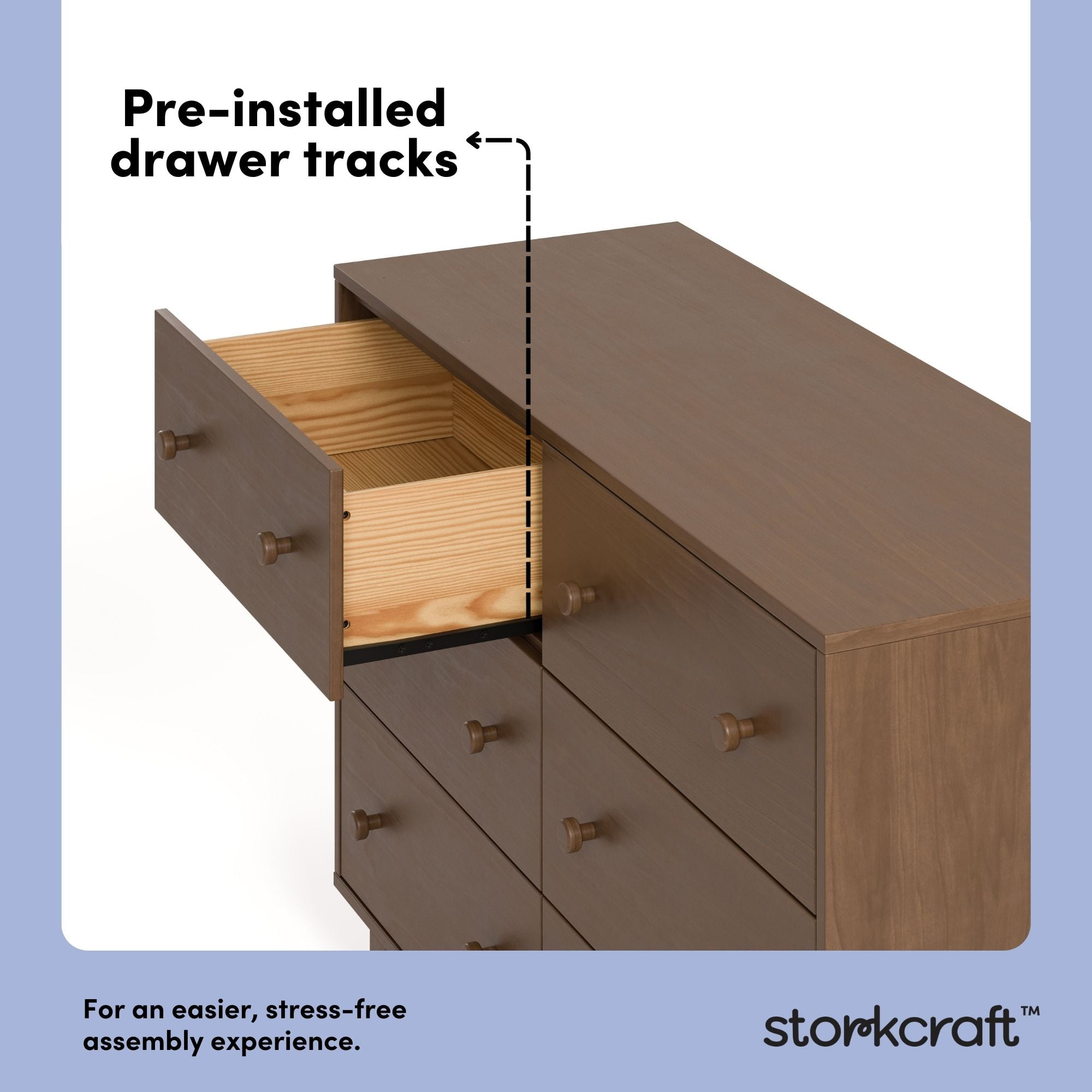 Storkcraft Texas 6 Drawer Dresser, Hazelnut