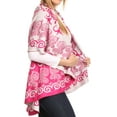 thumbnail image 3 of Sakkas Balie Reversable Printed Mid Weight Warm Poncho Throw Shawl / Cardigan - Rose / White - OS, 3 of 5