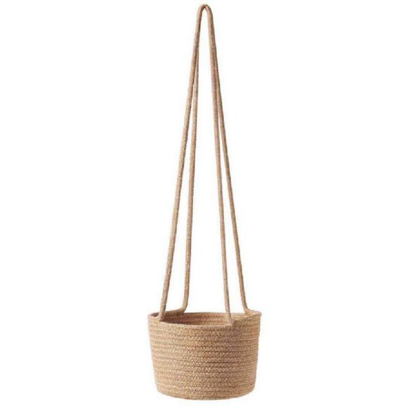 JZROCKER Handwoven Hanging Planter Plant Basket with Cotton Cord Indoor Flower Storage Home Decor