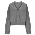 thumbnail image 5 of Sweaters for Women Under $15 XXL New Collar Solid Color Long Sleeved Knitted Cardigan With Loose Pockets Sweater Jacket, 5 of 5