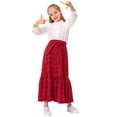 thumbnail image 3 of Yesfashion Girls Casual Button Front Ruffle Hem Elastic High Waist Long Swing Tiered Maxi Skirt, 3 of 7
