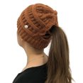 thumbnail image 3 of HAWEE Womens Ponytail Beanie Hat with Button for Mask, Criss Cross Winter High Messy Bun Beanie Hat with Ponytail Hole, 3 of 3
