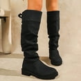 thumbnail image 2 of UngA Women Boot Comfortable Slip On Mid Chunky Heel Suede Warm Snow Ankle Boots Outdoor Shoes Boots Women Mid Calf Black,Size 8, 2 of 7