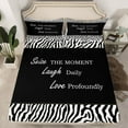 thumbnail image 2 of jejeloiu Inspirational Quote Twin Sheet Set,Zebra Stripes White Black,Microfiber Decor,3-Piece, 2 of 7