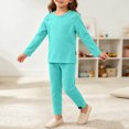 thumbnail image 7 of Kids Ribbed Knit Two Piece Loungewear Set Crew Neck Long Sleeve Top & Elastic Waist Straight Pants, Soft Stretchy Matching Outfit for Homewear Daily Casual Wear Blue 3-4 Years, 7 of 7