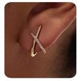 thumbnail image 7 of Faty-T Gold Earrings For Women 14k Gold Plated X Cubic Zirconia Stud Earrings Hypoallergenic Trendy Dainty Simple Minimalist Jewelry Gifts for Her, 7 of 7