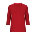 thumbnail image 3 of FAHXNVB Crewneck T-Shirts for Womens 3/4 Sleeve Solid Color Soft Cotton Tees Tops Spring Summer Fashion Casual Comfortable Loose Shirts, 3 of 4