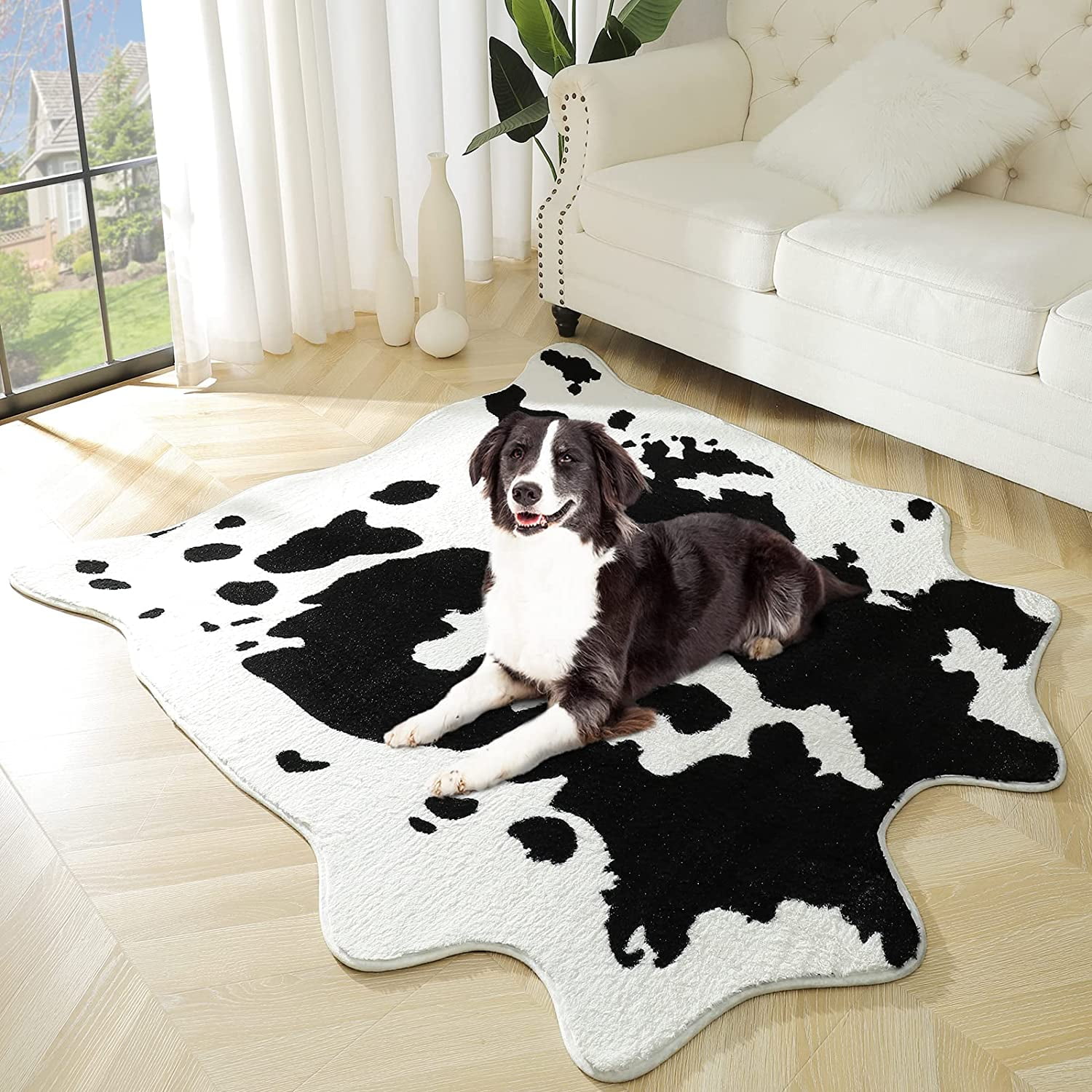 Cowhide Rug Print Snow Leopard Bedroom Living Carpet Throw Cow Animal Faux Fur 