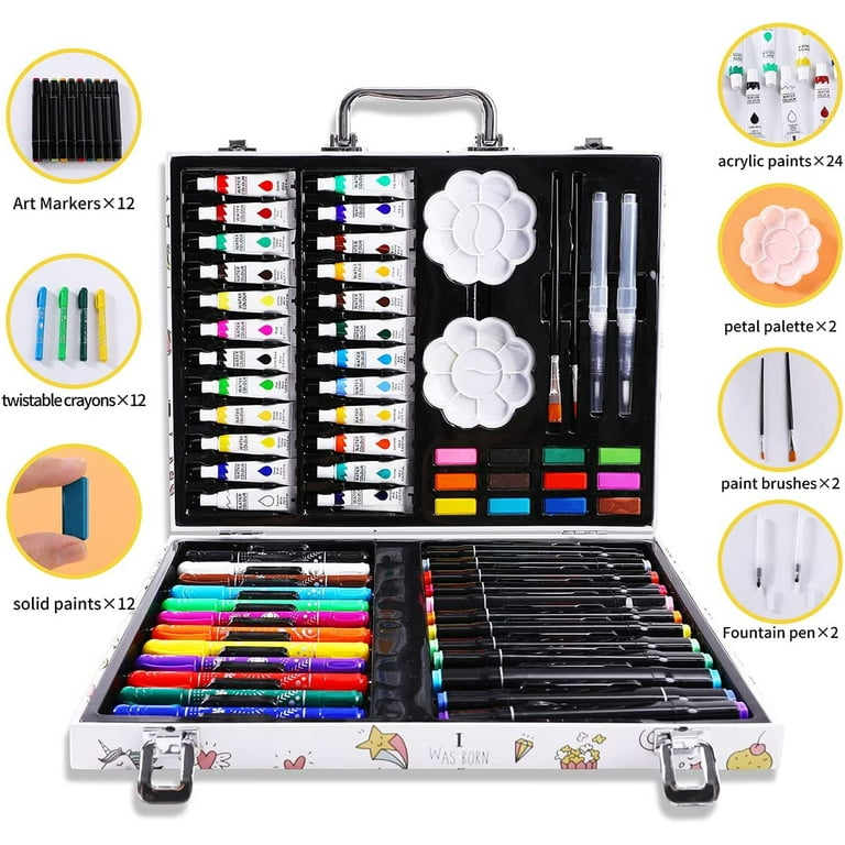 Art Markers Set,66-Piece Art Supplies Kit for Kids,Includes Markers for  Adult Coloring,Colour Cake,Aacrylic Paint,Water-Soluble Oil Pastels for
