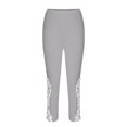 thumbnail image 4 of Stamzod Yoga Pants Women Capri Leggings Summer Solid Color Elastic Waist Lace Cropped Pants Casual Slim Fit Stretch Plus Size Capris for Women Gray M, 4 of 6