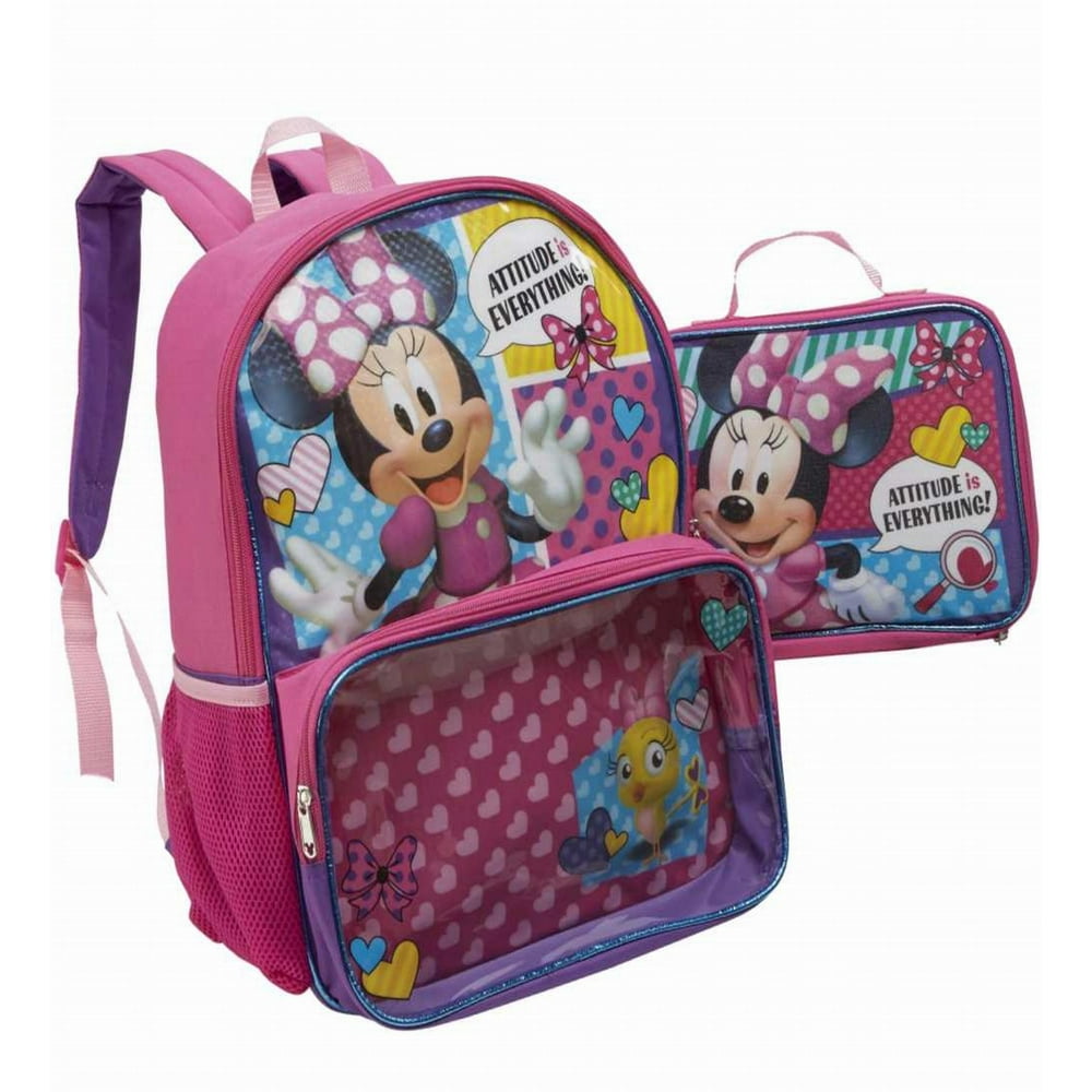 Disney Junior Minnie Mouse Glittery Backpack With Detachable Lunch