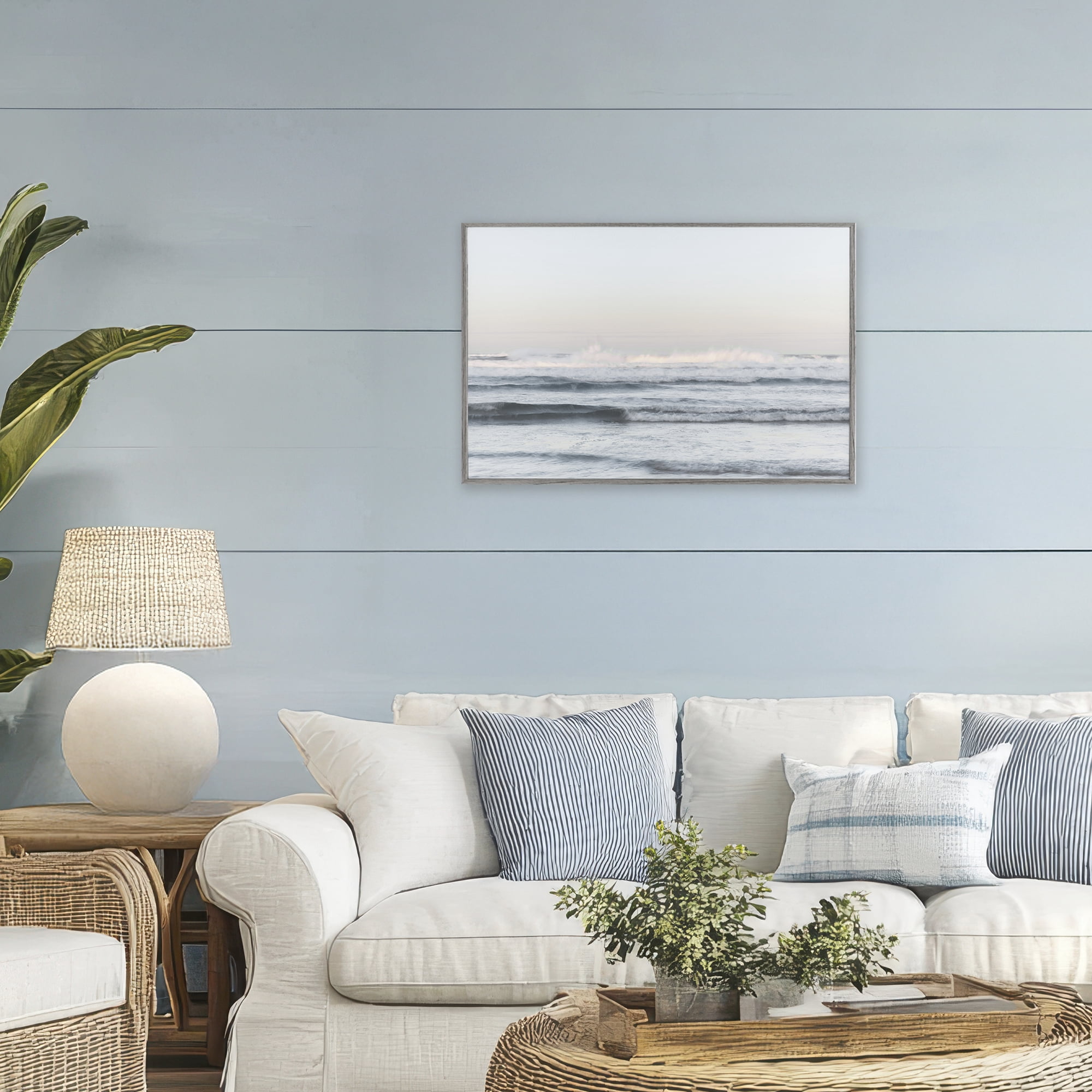 Stupell Industries Serene Ocean Waves Calmness Gray Framed Giclee Art, design by Melissa McClain
