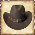 thumbnail image 2 of UJNDER Western Style Cowboy Hat with Cow Head Decoration Casual Outdoor Sun Accessory Cowboy Hat Coffee, 2 of 3