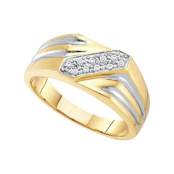 10kt Yellow Gold Mens Round Diamond Band Ring 1/10 Cttw
