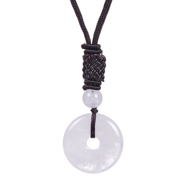 Zhuge Colgante de collar hecho a mano, collar de piedra natural vintage con hebilla de seguridad, colgante curativo (blanco)