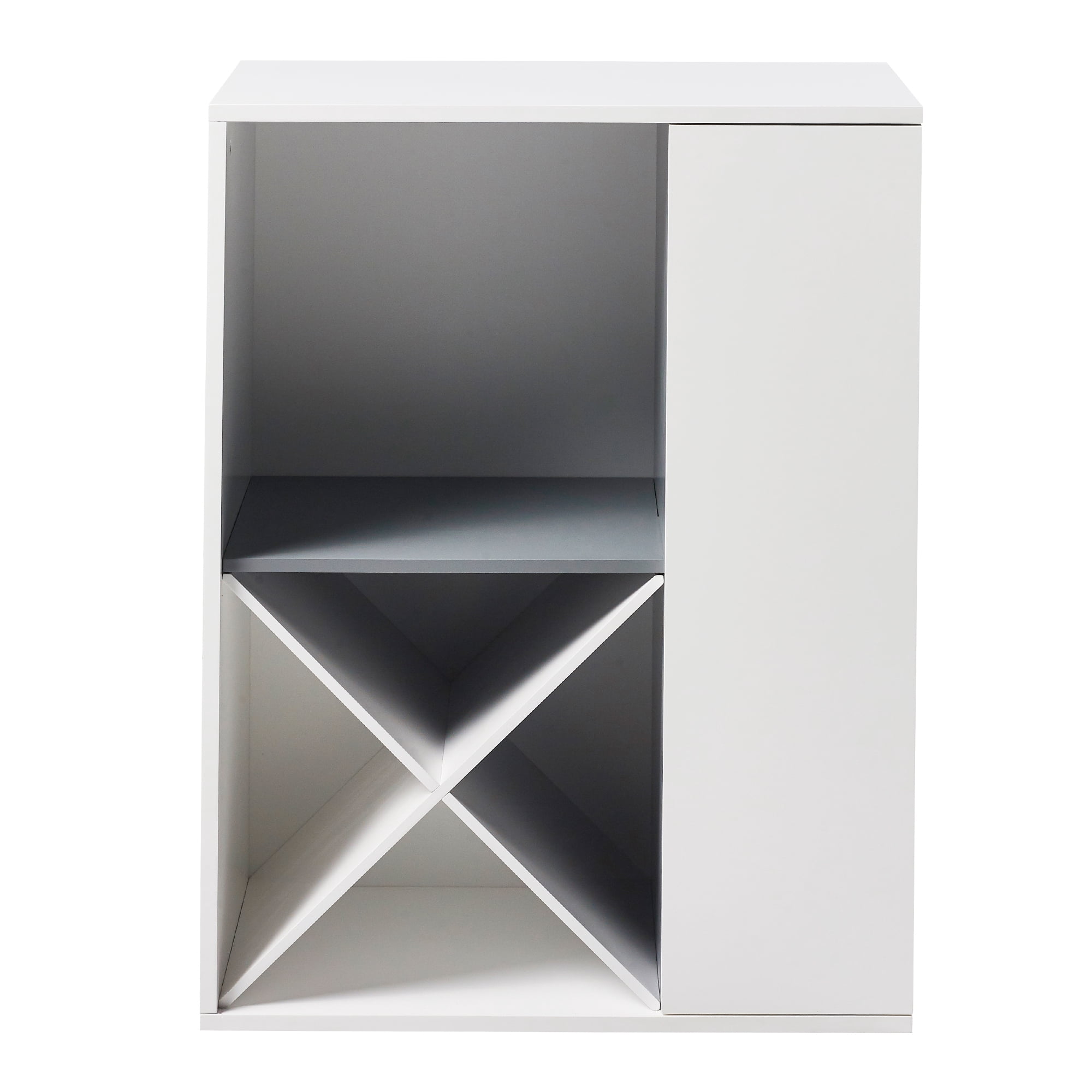 Teamson Home Wooden Bar Cabinet Wine & Glass Unit White/Grey Barra VNF-00038