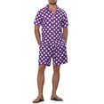 thumbnail image 2 of Lars Amadeus Polka Dots Hawaiian Set for Men's Short Sleeves Summer Shirts 2 Pieces Suit, 2 of 5