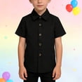 thumbnail image 2 of YunPes Girls Boys Short Sleeve Kids Casual Solid Button down Shirt Dress Shirt Wrinkle Free Oxford Shirts Formal School 𝐔niform, 2 of 4