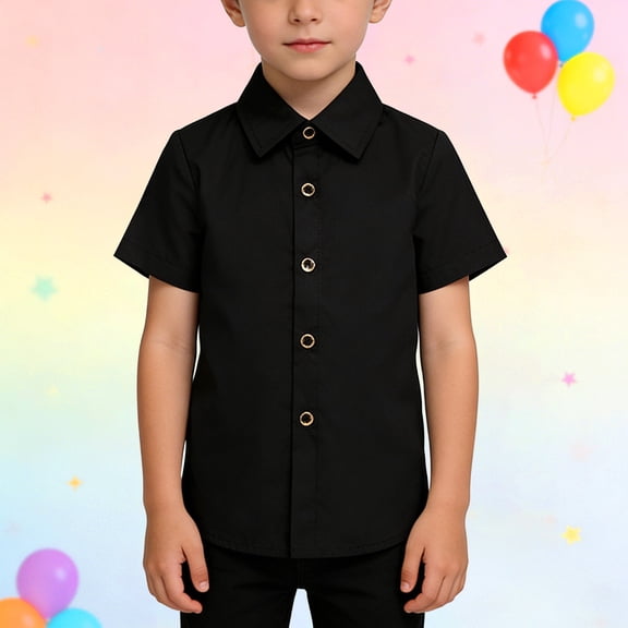 UACY Boys Button Down Shirt Short Sleeve Kids Collared Dress Shirts for Toddler Teen Boy Summer Clothes