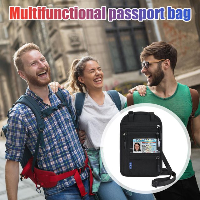 Funda de pasaporte RFID Titular de la tarjeta de crédito Carteras de teléfono Bolsos de hombro con cremallera unisex FLhrweasw Nuevo