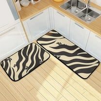 Black and Beige Stripe Kitchen Mat Set of 2 Cushioned Non Slip Rugs for Bedroom Floor Runner Mats