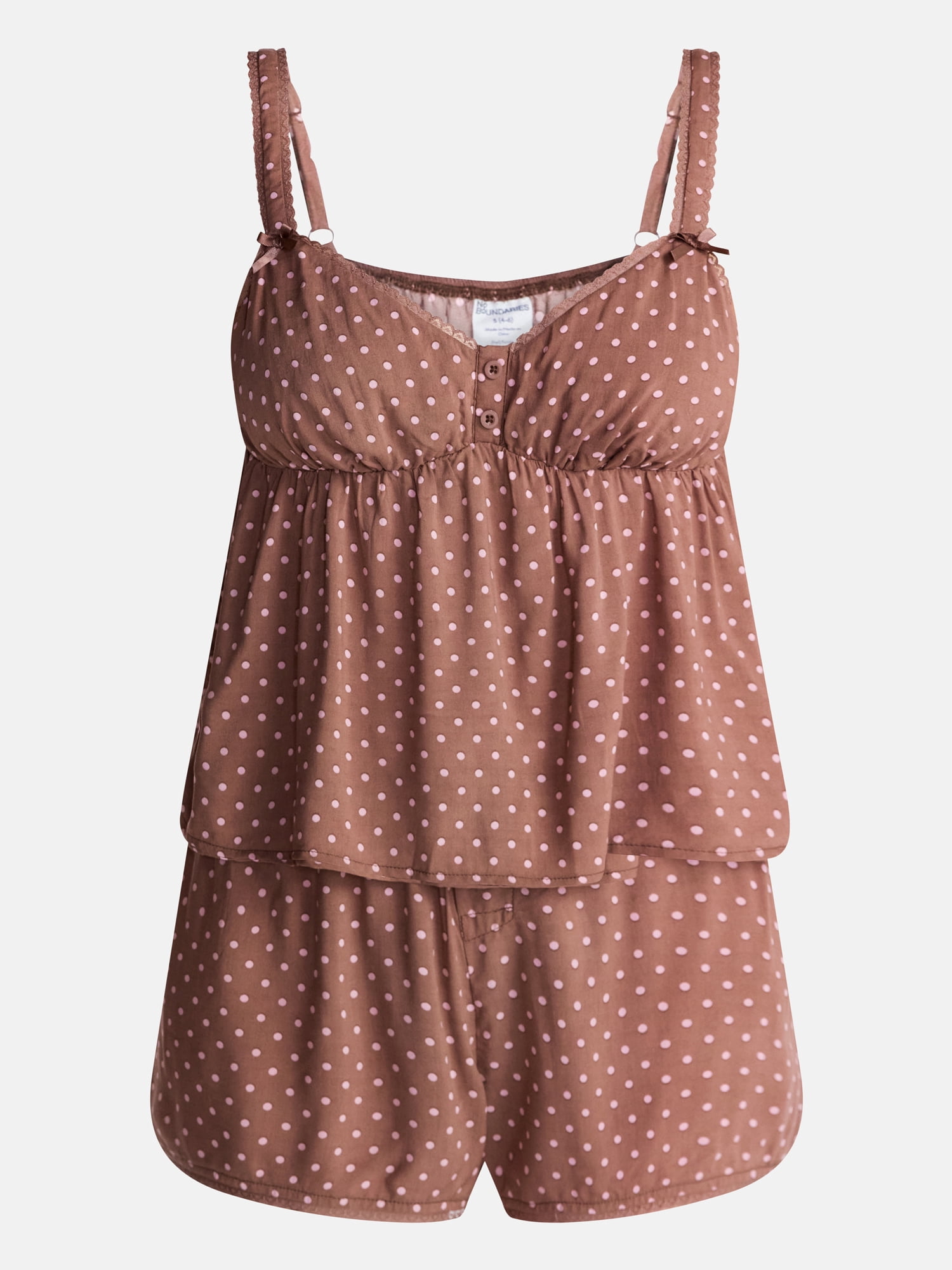 No Boundaries Woven Cami Top and Shorts Sleep Set, 2-Piece, Women's XS-XXL