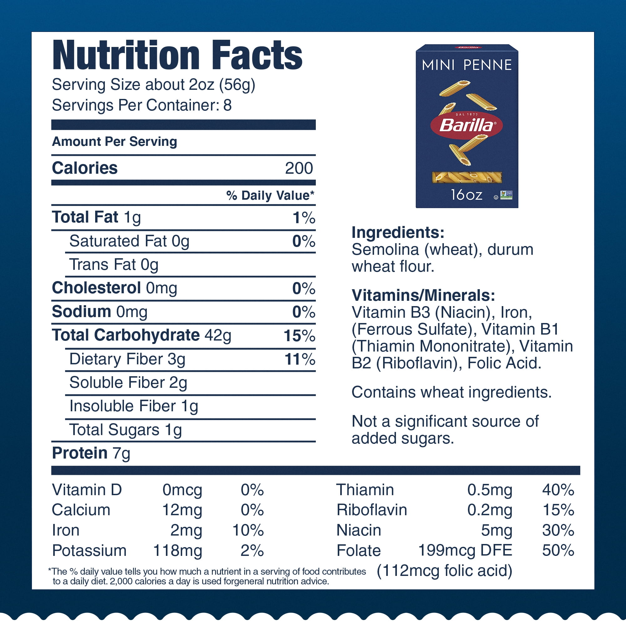 (12 pack) Barilla Classic Non-GMO, Kosher Certified Mini Penne Pasta, 16 oz