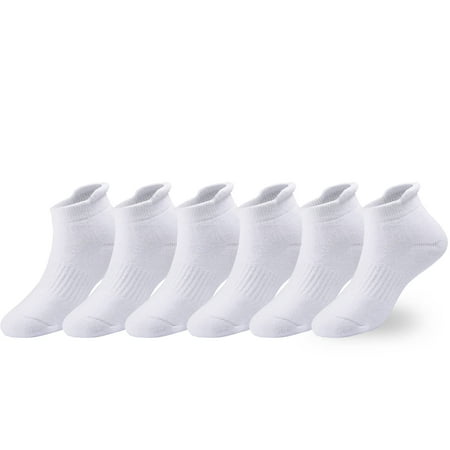 

EPEIUS Kids Cushioned Socks Toddler Boys Low Cut/No Show Running Socks Thick Cotton Athletic Sports Socks for Girls 6 Pack 4-6 Years White
