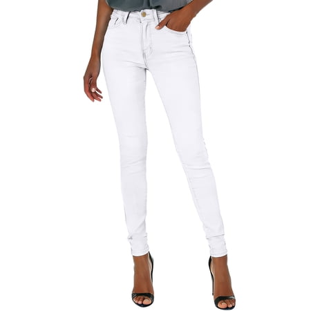 iHPH7 Skinny Jeans for Women High Waist Stretchy Classic High Rise Slimming Jeggings Denim Trousers Pants White 3XL