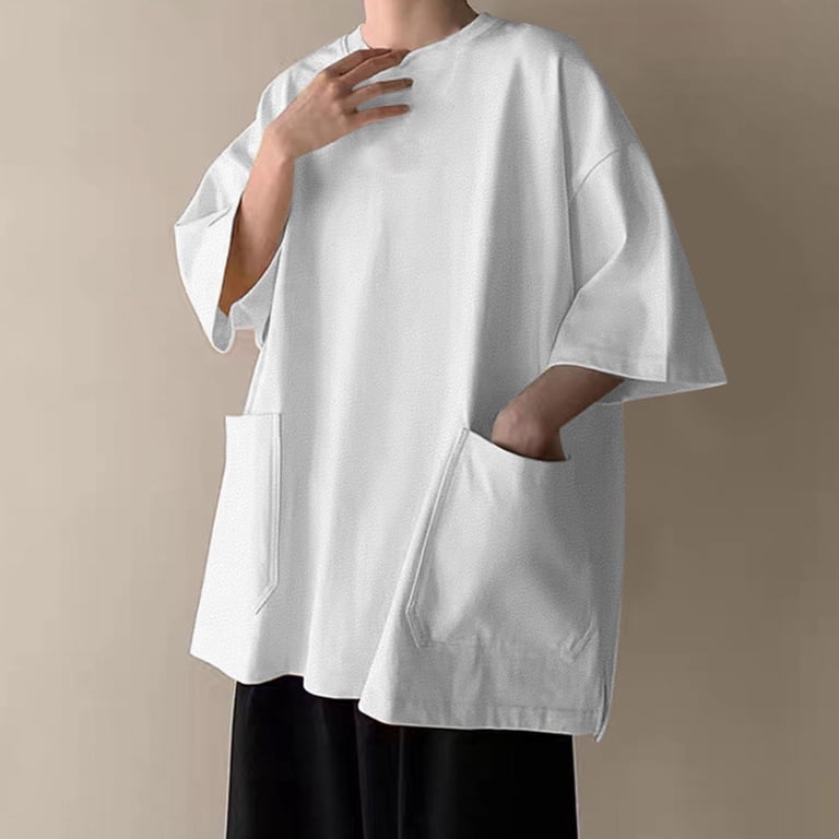 RYDCOT Men's Oversized Cotton T-Shirt Short Sleeve Casual Crew