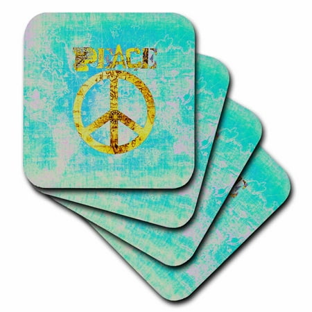 

Vintage World Peace Map Aqua- Inspirational Art set of 8 Coasters - Soft cst-33742-2