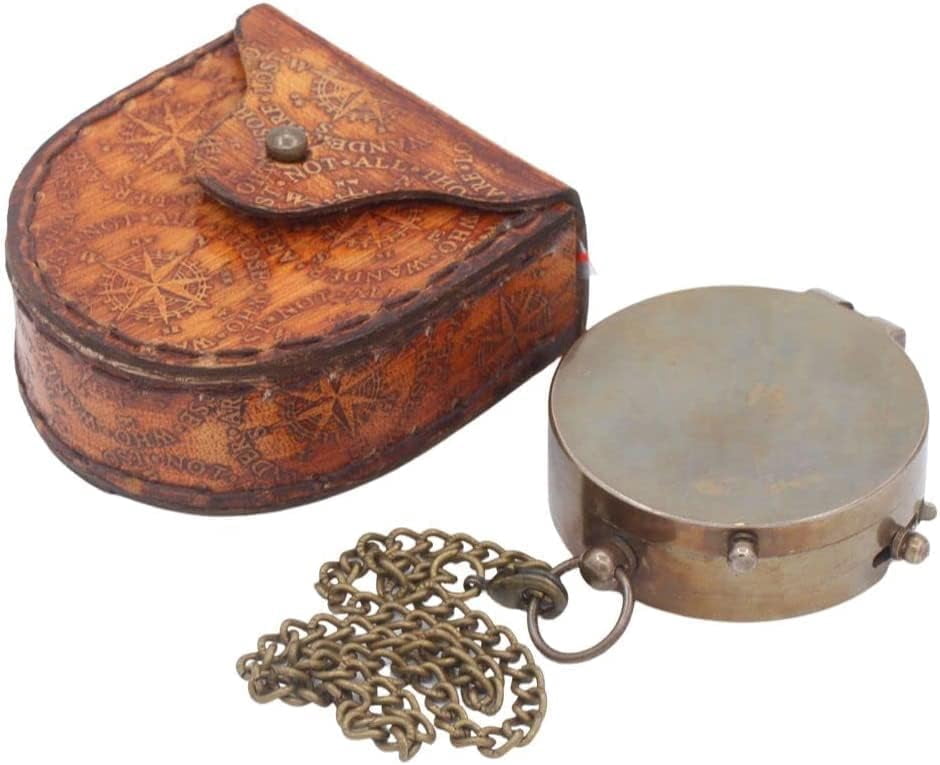 Maritime treasures to My Husband Solid Brass Compass with Leather Carry Case A Unique Gift to Your Fiancé, Boyfriend and Hubby Hiking Trekking Compass by DOLLOND LONDON1920