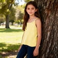 thumbnail image 5 of Gaexia Girls Summer Casual Lightweight Sleeveless Tank Top With Striped Design For Cool Playful Style (Yellow,7-8 Years), 5 of 7