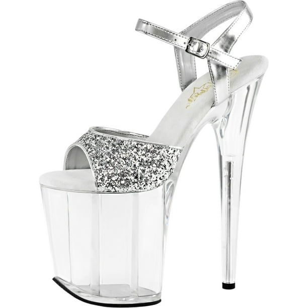 silver platform heels size 5