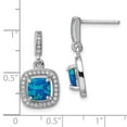 thumbnail image 3 of 925 Sterling Silver Rhodium-plated Blue Created Opal CZ Post Earrings; for Adults and Teens; for Women and Men, 3 of 3
