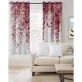 thumbnail image 2 of Red Eucalyptus Leaf Kitchen Curtains Spring Rustic Botanical Cafe Short Curtains for Bathroom Blackout Window Curtain Grommet Small Window Treatment Tier Drapes for Bedroom Living Room 27.5"x39"x2, 2 of 9