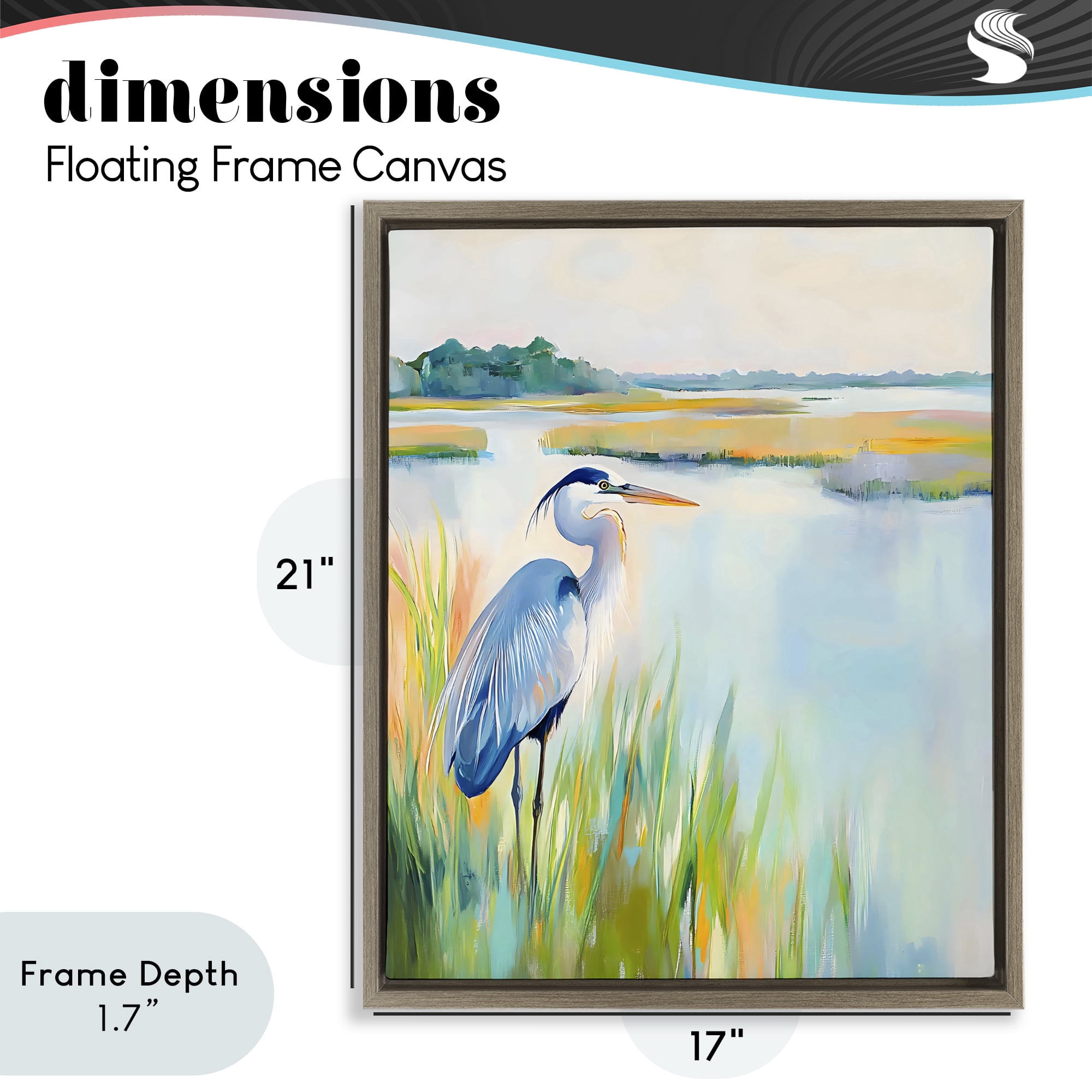 Stupell Industries Heron Perched in the Grass Brown Framed Floater Canvas Wall Art, design by Creative Studio