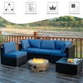 thumbnail image 4 of Costway 5PCS Patio Rattan Furniture Set Cushioned Sofa Chair Coffee Table Navy, 4 of 10