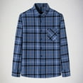 thumbnail image 2 of JUUYY Flannel Shirt for Men Casual Button Down Work Soft All Cotton Lightweight Flannel Mens Plaid Shirts Long Sleeve Dark Blue S, 2 of 4