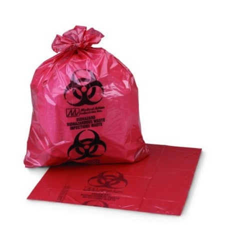 6 One Gallon - McKesson Infectious Waste Bag 03-5042, 11 x 14 inch, 1 to 6 Gallon, Box of 50, Red/Black
