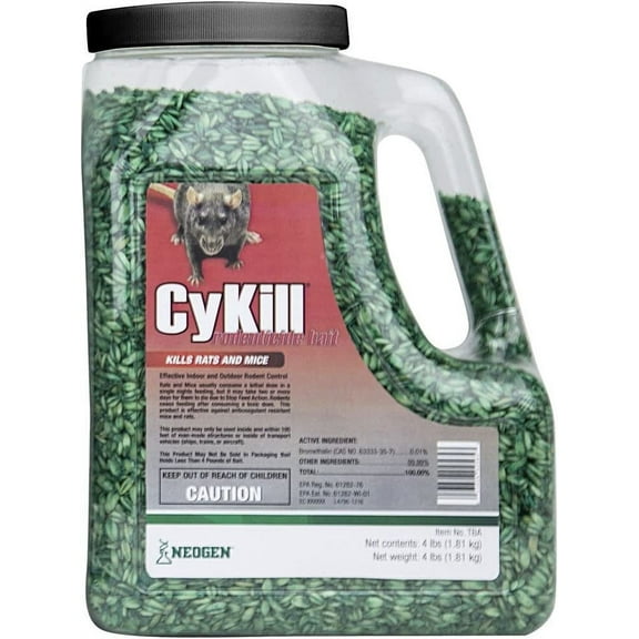 Neogen CyKill Bromethalin Rodenticide Bait - Indoor Rat Killer - 4 lb Jug