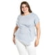 thumbnail image 1 of Blusa de corte asimetrico Roman Fashion /Tallas Extras, 5107 (Rayas azul marino) azul marino 36, 1 of 6