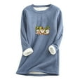 thumbnail image 3 of DDAPJ pyju Chandail Doublé en Sherpa pour Femmes, Hauts en Molleton Thermique, Imprimé Mignon de Gnome, Col Rond, Manches Longues, Chandail Ample et Confortable, Vêtements de Détente en Liquidation, Bleu TTG, 3 of 6