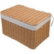 thumbnail image 1 of Cesta tejida con asa y tapa, organizador de almacenamiento rectangular, contenedor de mimbre y forro, cesta vacía para organizar libros de juguetes, armarios para bebés, decoración de habitaciones, 1 of 3