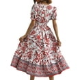 thumbnail image 2 of Fashnice Robe d'Été de Plage pour Femmes Robe Longue à Imprimé Floral Col en V Robes Maxi Boho Fête Rouge m, 2 of 3